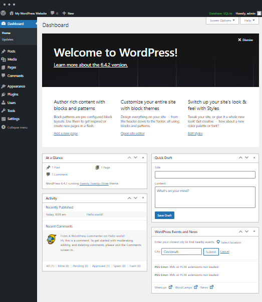 WordPress - Dashboard