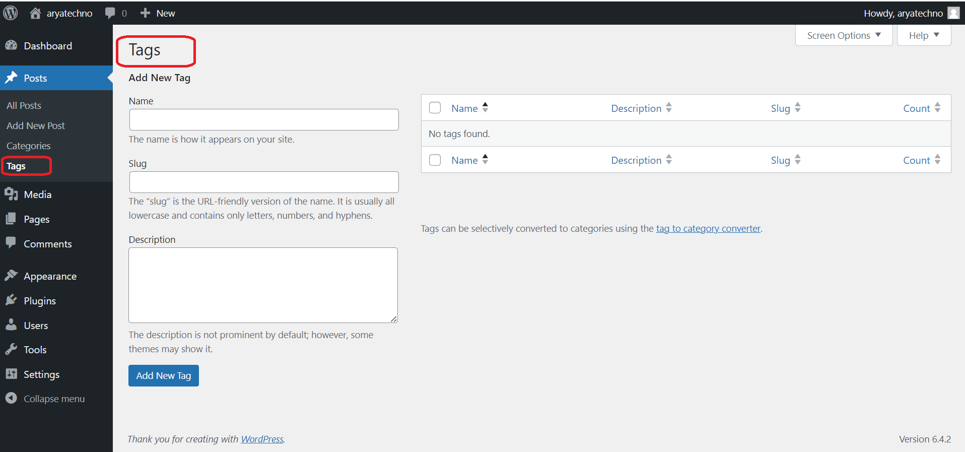 WordPress Tags